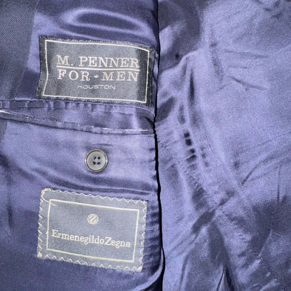 Ermenegildo Zegna 44L M. Penner Mens Navy Blue 100% Wool Blazer Sport Coat